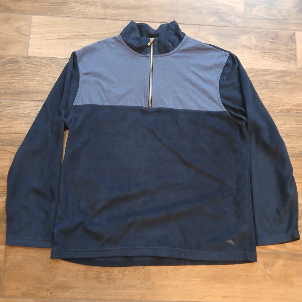 Tommy Bahama Pullover Mens Extra Large Blue Fleece‎ Pullover Quarter Zip Comfort